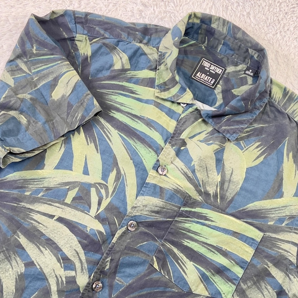 Todd Snyder Albiate Palm Leaf Camp Shirt Mens S Short Sleeve Cotton Linen Resort